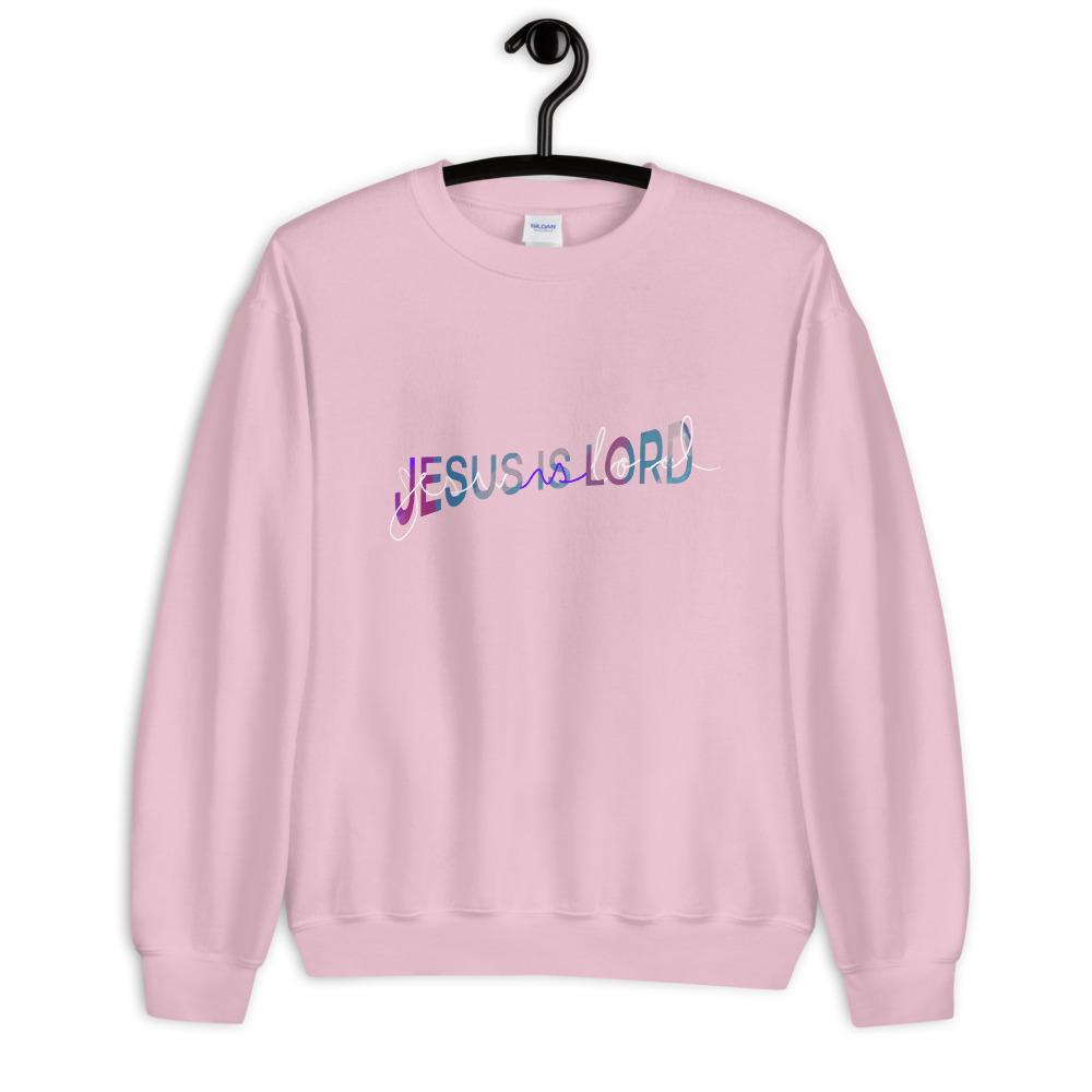 Jesus Is Lord Christian Sweatshirt EternalChristianTees Light Pink S 