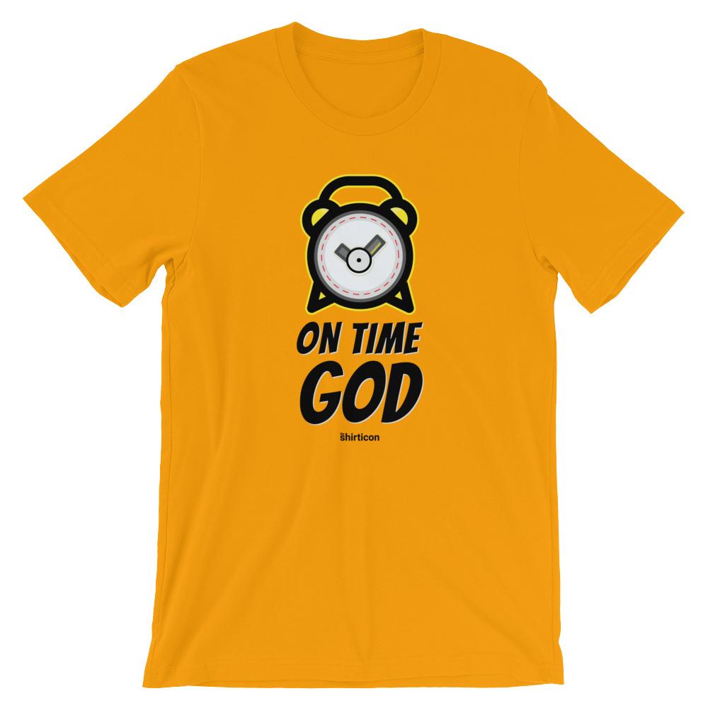 On Time God T-Shirt EternalChristianTees Gold S 