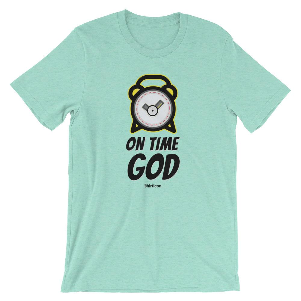 On Time God T-Shirt EternalChristianTees Heather Mint S 