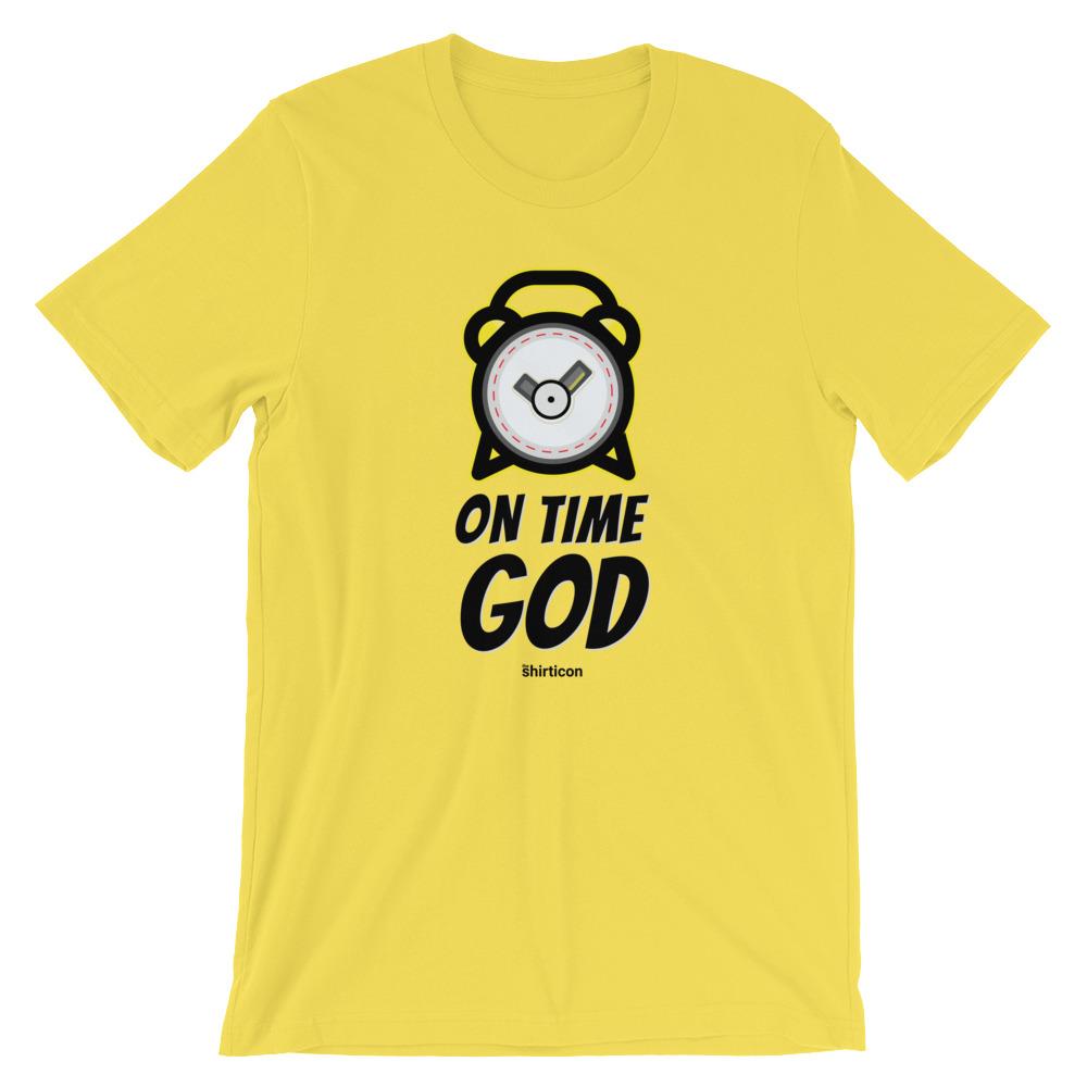 On Time God T-Shirt EternalChristianTees Yellow S 