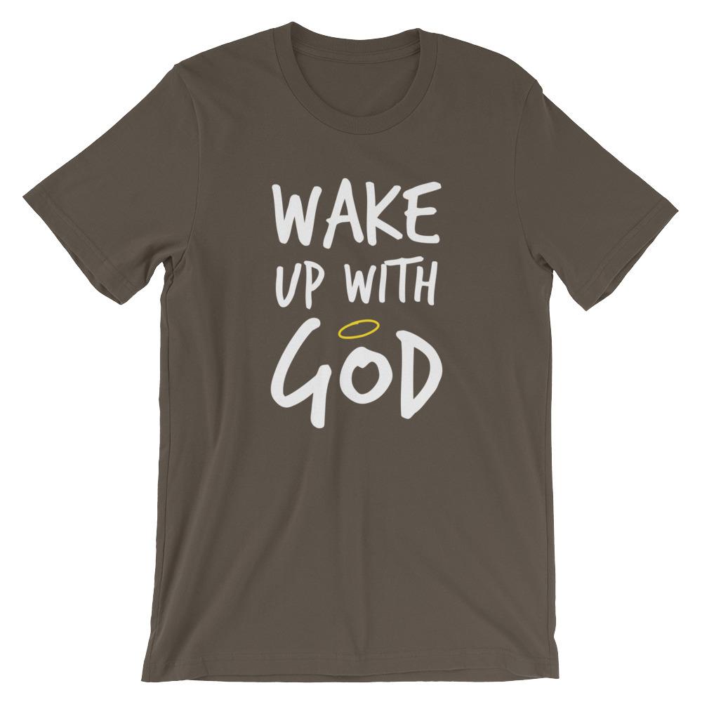 Premium Wake Up With God T-Shirt - Make God Your First Priority Shirt - Put God First Tee - Bible quotes - religion shirts - christian shirt EternalChristianTees Army S 