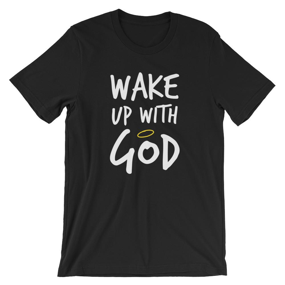 Premium Wake Up With God T-Shirt - Make God Your First Priority Shirt - Put God First Tee - Bible quotes - religion shirts - christian shirt EternalChristianTees Black S 