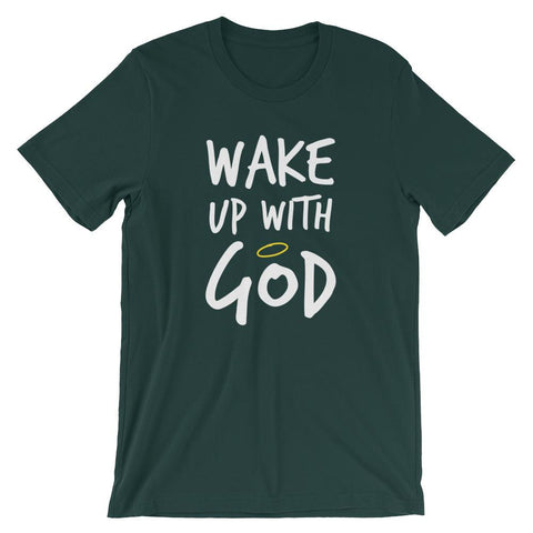 Premium Wake Up With God T-Shirt - Make God Your First Priority Shirt - Put God First Tee - Bible quotes - religion shirts - christian shirt EternalChristianTees Forest S 