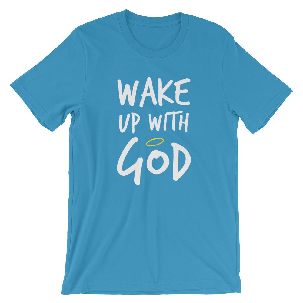 Premium Wake Up With God T-Shirt - Make God Your First Priority Shirt - Put God First Tee - Bible quotes - religion shirts - christian shirt EternalChristianTees Ocean Blue S 
