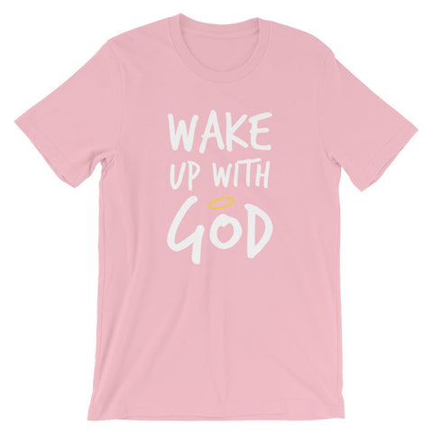 Premium Wake Up With God T-Shirt - Make God Your First Priority Shirt - Put God First Tee - Bible quotes - religion shirts - christian shirt EternalChristianTees Pink S 