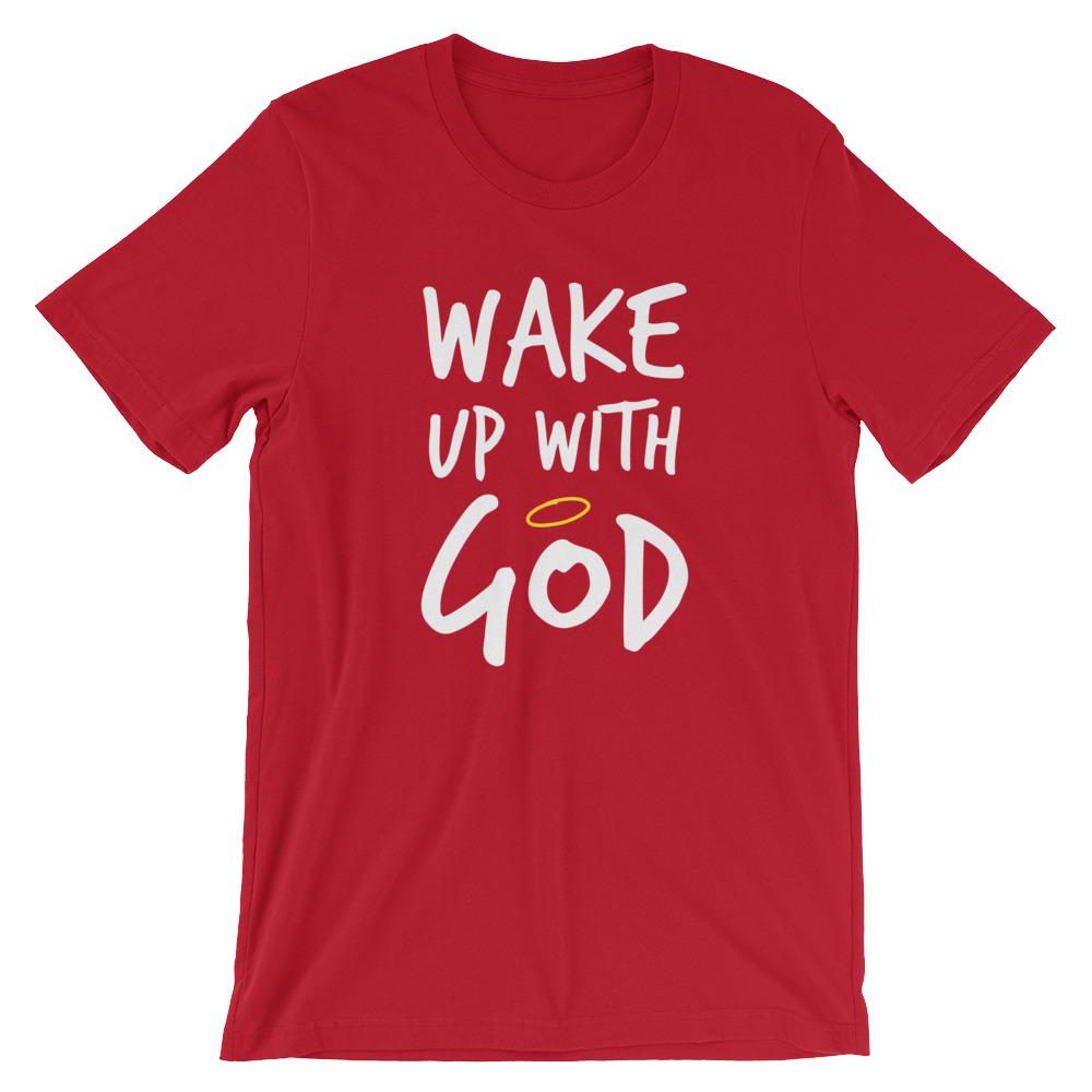 Premium Wake Up With God T-Shirt - Make God Your First Priority Shirt - Put God First Tee - Bible quotes - religion shirts - christian shirt EternalChristianTees Red S 