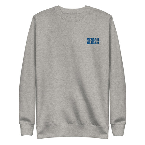 Embroidered God Loves Detroit Fleece Sweatshirt - Blue Text