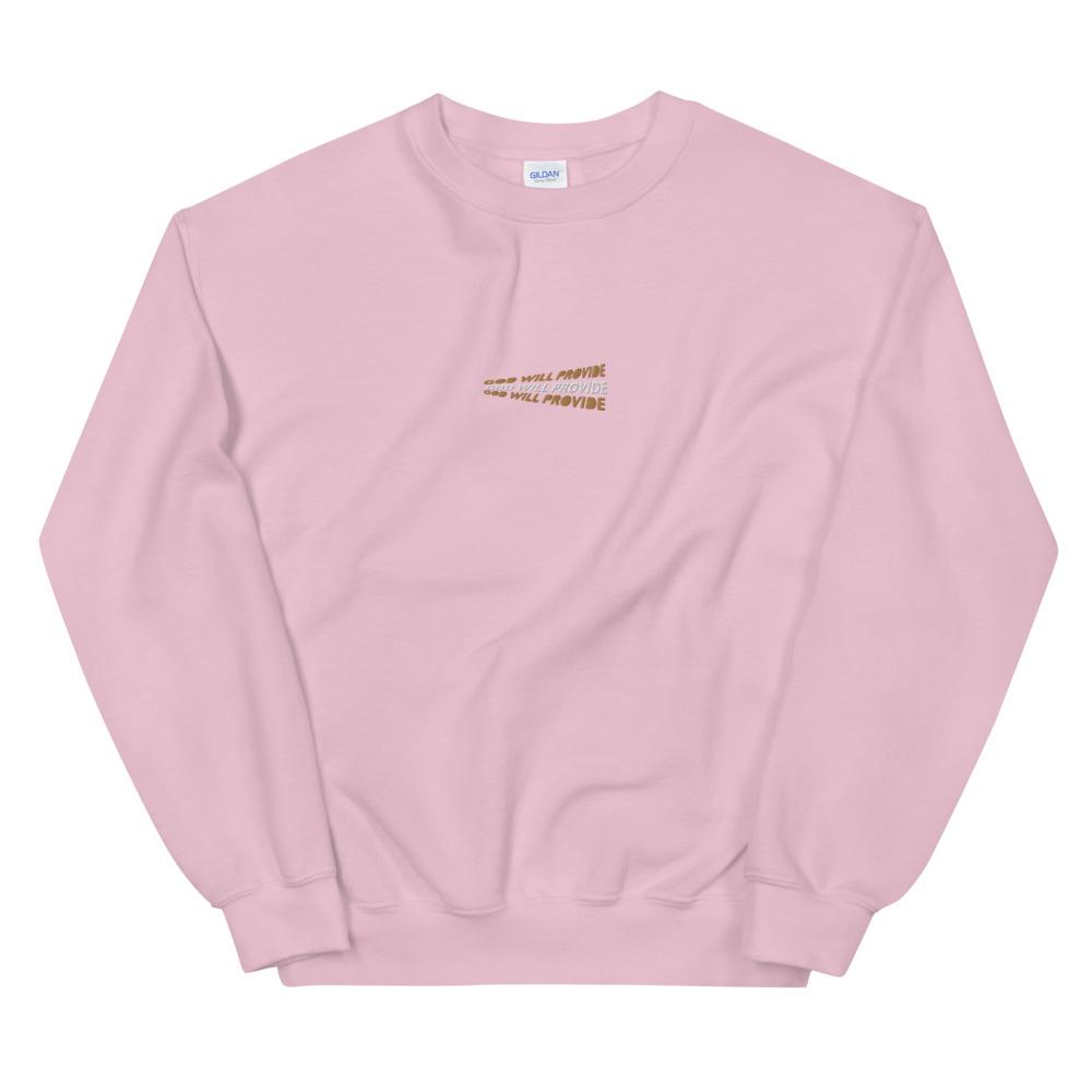 Unisex God Will Provide Christian Sweatshirt EternalChristianTees Light Pink S 