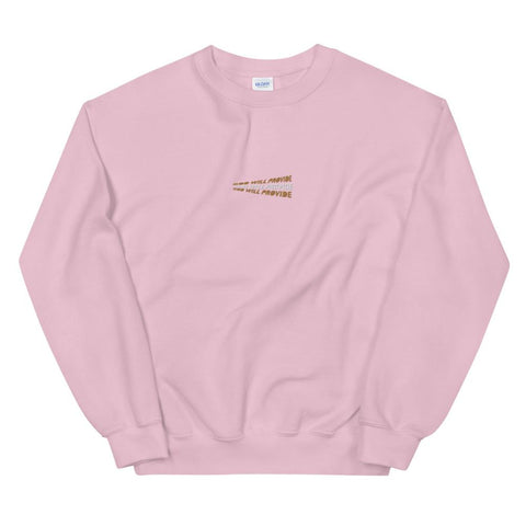 Unisex God Will Provide Christian Sweatshirt EternalChristianTees Light Pink S 