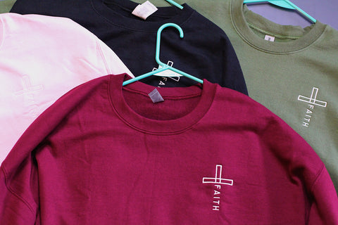 Embroidered Christian Cross Faith Sweatshirt