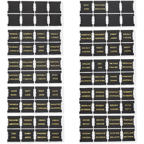 66-Piece Leather Bible Tabs with 14 Blank Self-Adhesive Labels - Black Imitation Leather Bible Index Tabs