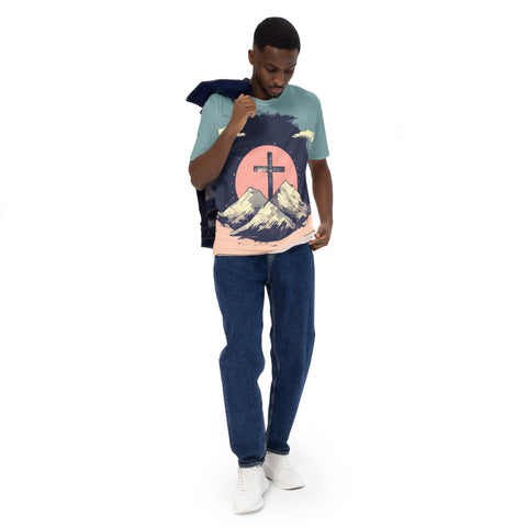 Cross & Mountains T-Shirt All Over Print Pastel Spring Collection