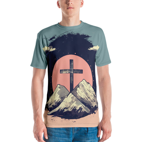 Cross & Mountains T-Shirt All Over Print Pastel Spring Collection