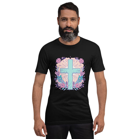 Floral Cross T-Shirt Christian Tee Pastel Spring Collection