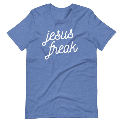 Christian Jesus Freak T-Shirt EternalChristianTees Heather True Royal S 