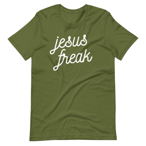 Christian Jesus Freak T-Shirt EternalChristianTees Olive S 