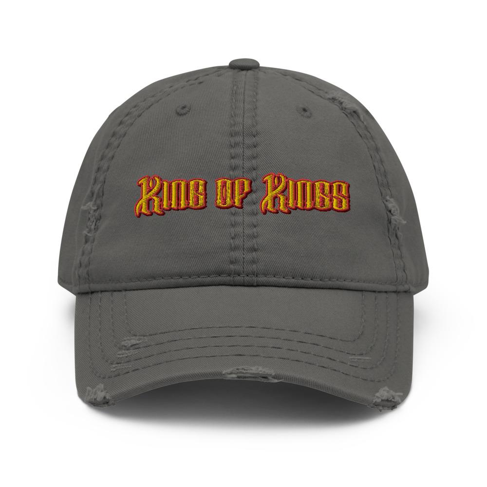 Christian King of Kings Hat Distressed Cap EternalTees Charcoal Grey 