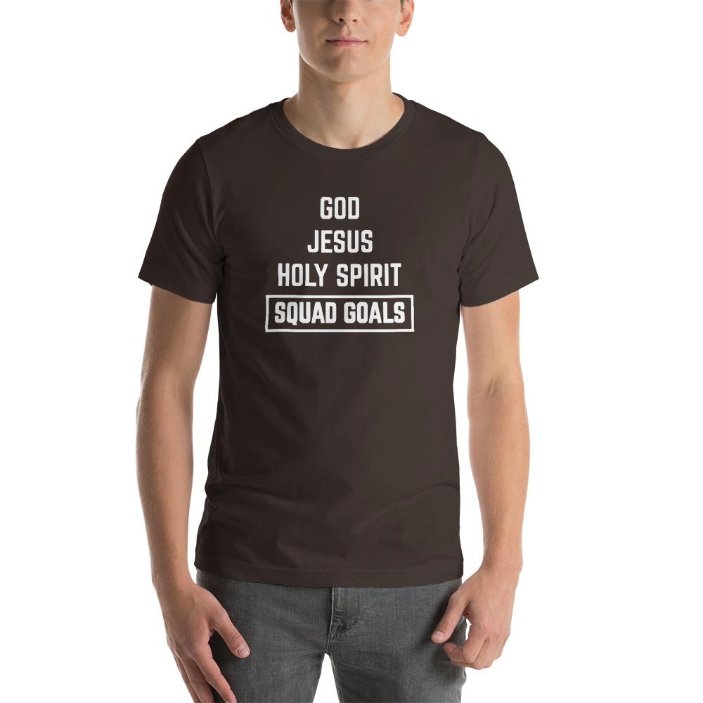 Christian Squad Goals T-Shirt Bible Shirt Holy Trinity Tee Short-Sleeve Unisex T-Shirt EternalChristianTees Brown S 