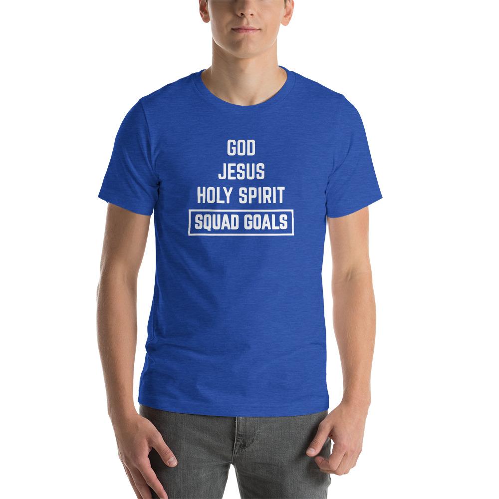 Christian Squad Goals T-Shirt Bible Shirt Holy Trinity Tee Short-Sleeve Unisex T-Shirt EternalChristianTees Heather True Royal S 
