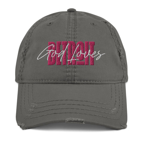 Embroidered God Loves Detroit Christian Hat - Pink Text