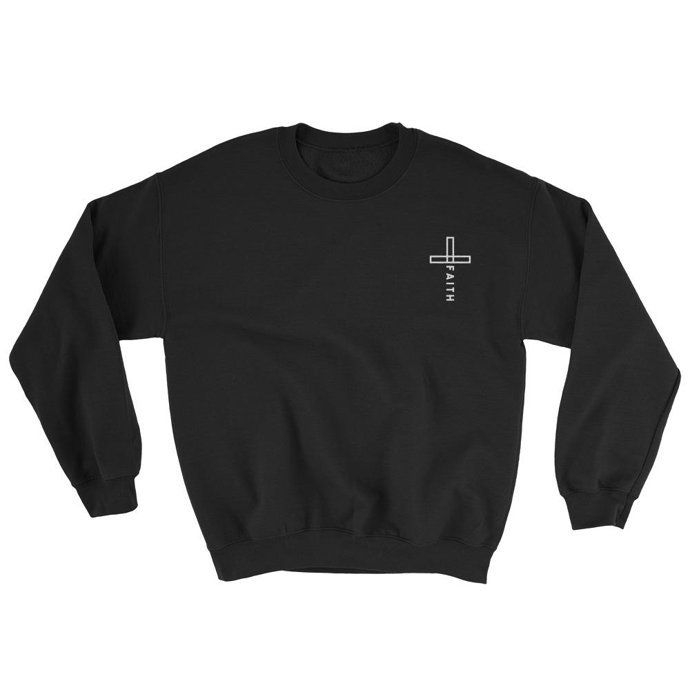 Embroidered Christian Cross Faith Sweatshirt EternalChristianTees Black 5XL 