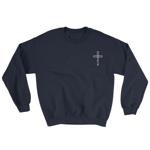 Embroidered Christian Cross Faith Sweatshirt EternalChristianTees Navy 5XL 