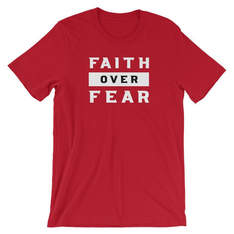 Faith Over Fear Shirt Jesus Christian Bible Faith Shirt Short-Sleeve Unisex T-Shirt CCA Jesus Christian Faith Bible Apparel EternalChristianTees Red S 