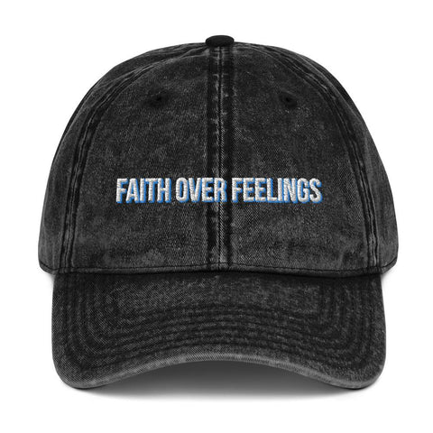 Faith Over Feelings Christian Hat EternalChristianTees Black 