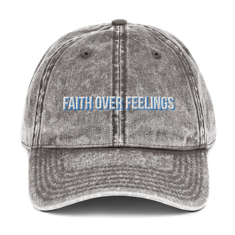 Faith Over Feelings Christian Hat EternalChristianTees Charcoal Grey 