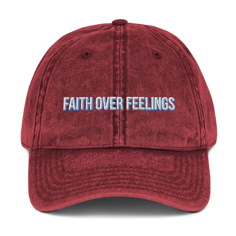 Faith Over Feelings Christian Hat EternalChristianTees Maroon 