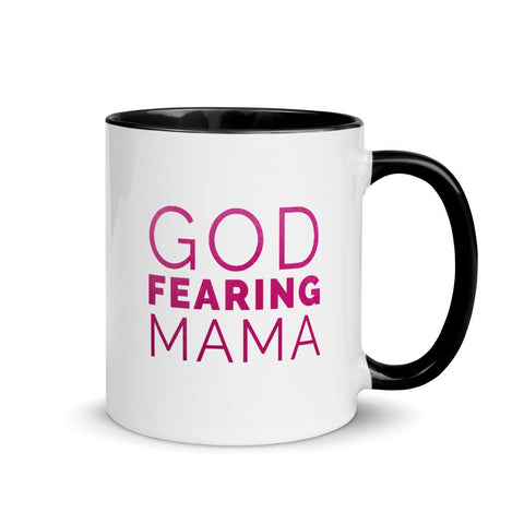 God Fearing Mama Christian Mug with Color Inside Mother's Day Gift EternalChristianTees Black 