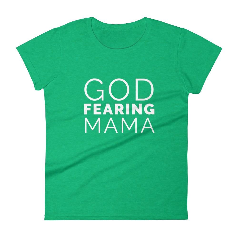 God Fearing Mama T-Shirt Mother's Day And Christian T-Shirt EternalChristianTees Heather Green 2XL 