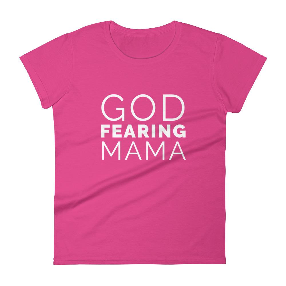 God Fearing Mama T-Shirt Mother's Day And Christian T-Shirt EternalChristianTees Hot Pink 2XL 