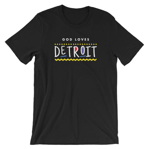 God Loves Detroit Shirt Christian Shirt 90s TV Hip Hop Shirt Short-Sleeve Unisex T-Shirt EternalChristianTees Black XX-Large 
