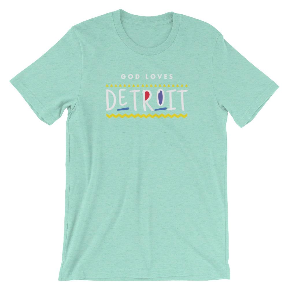 God Loves Detroit Shirt Christian Shirt 90s TV Hip Hop Shirt Short-Sleeve Unisex T-Shirt EternalChristianTees Heather Mint XX-Large 