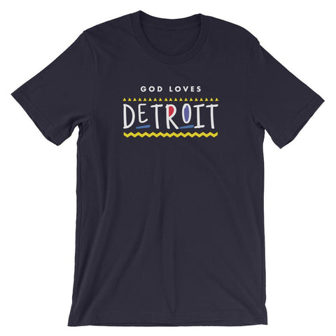 God Loves Detroit Shirt Christian Shirt 90s TV Hip Hop Shirt Short-Sleeve Unisex T-Shirt EternalChristianTees Navy XX-Large 