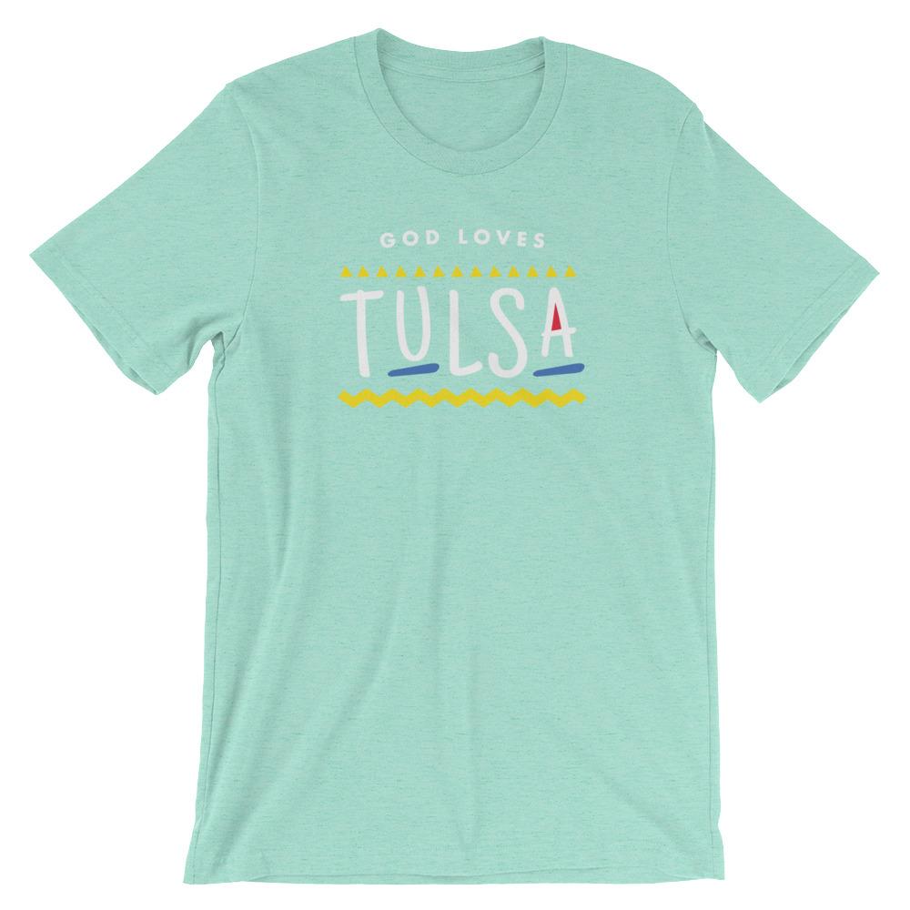 God Loves Tulsa Shirt Christian Shirt 90s TV Hip Hop Shirt Short-Sleeve Unisex T-Shirt EternalChristianTees Heather Mint S 