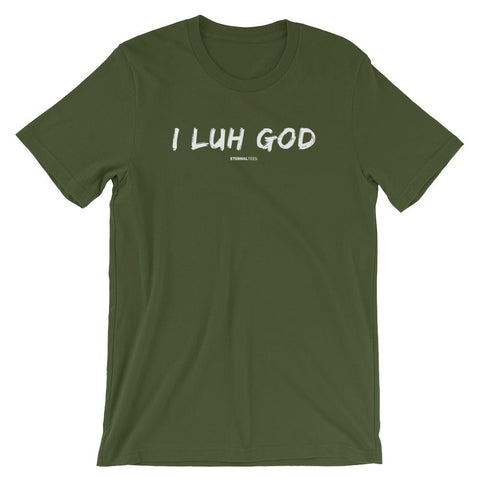 I Luh God T-Shirt EternalChristianTees Olive S 