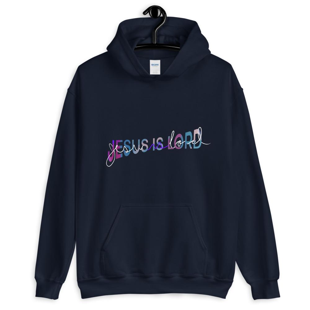 Jesus Is Lord Unisex Christian Hoodie EternalChristianTees Navy S 