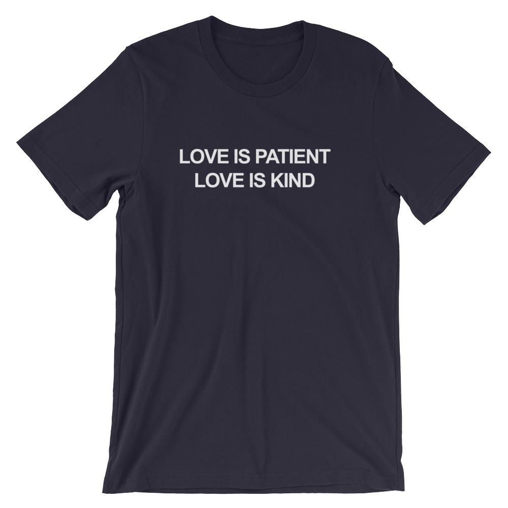 Love is patient, love is kind Shirt - 1 Corinthians 13 4-8 Shirt - Bible quotes - religion shirts - christian shirts - scripture shirts EternalChristianTees Navy S 
