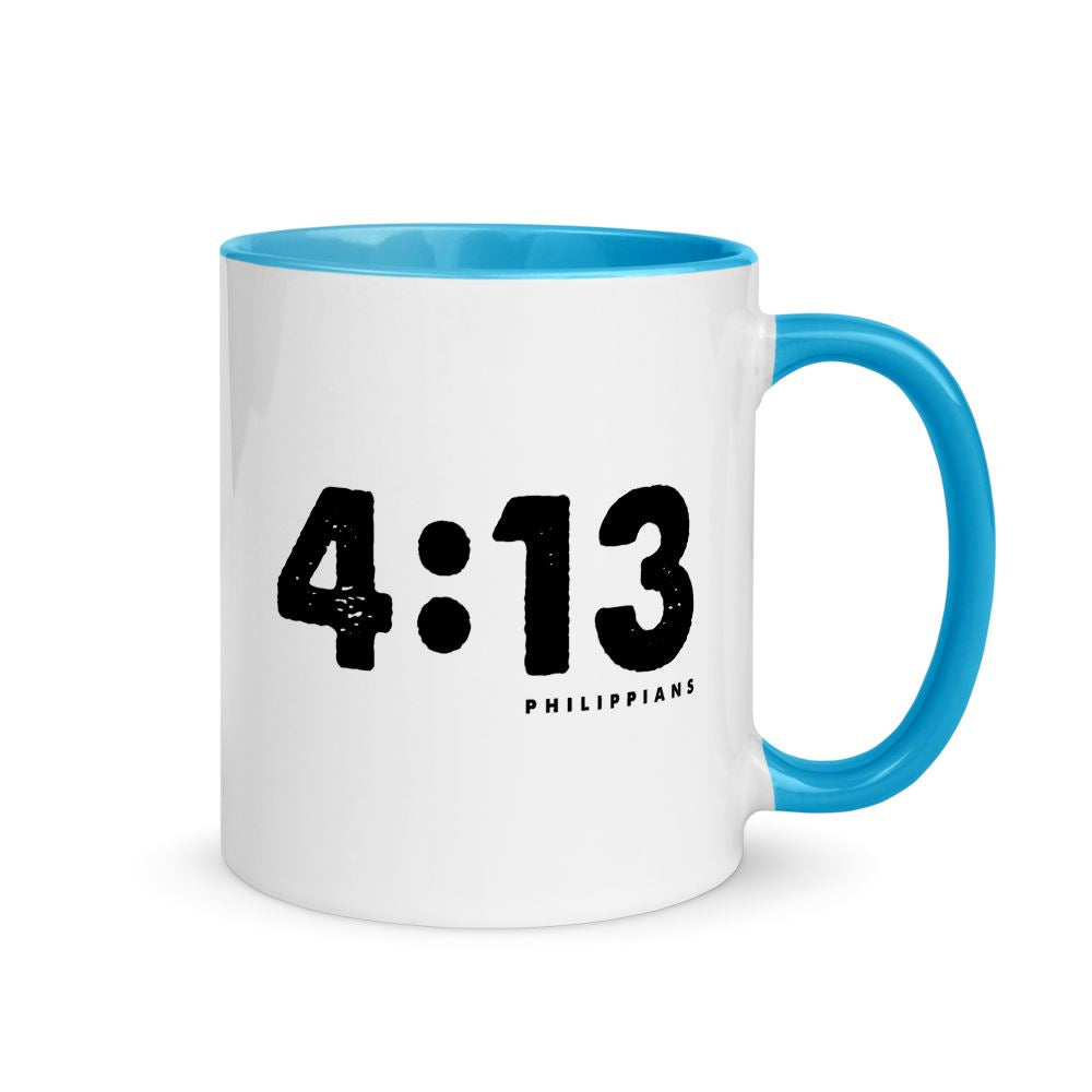 Philippians Mug with Color Inside EternalChristianTees Blue 