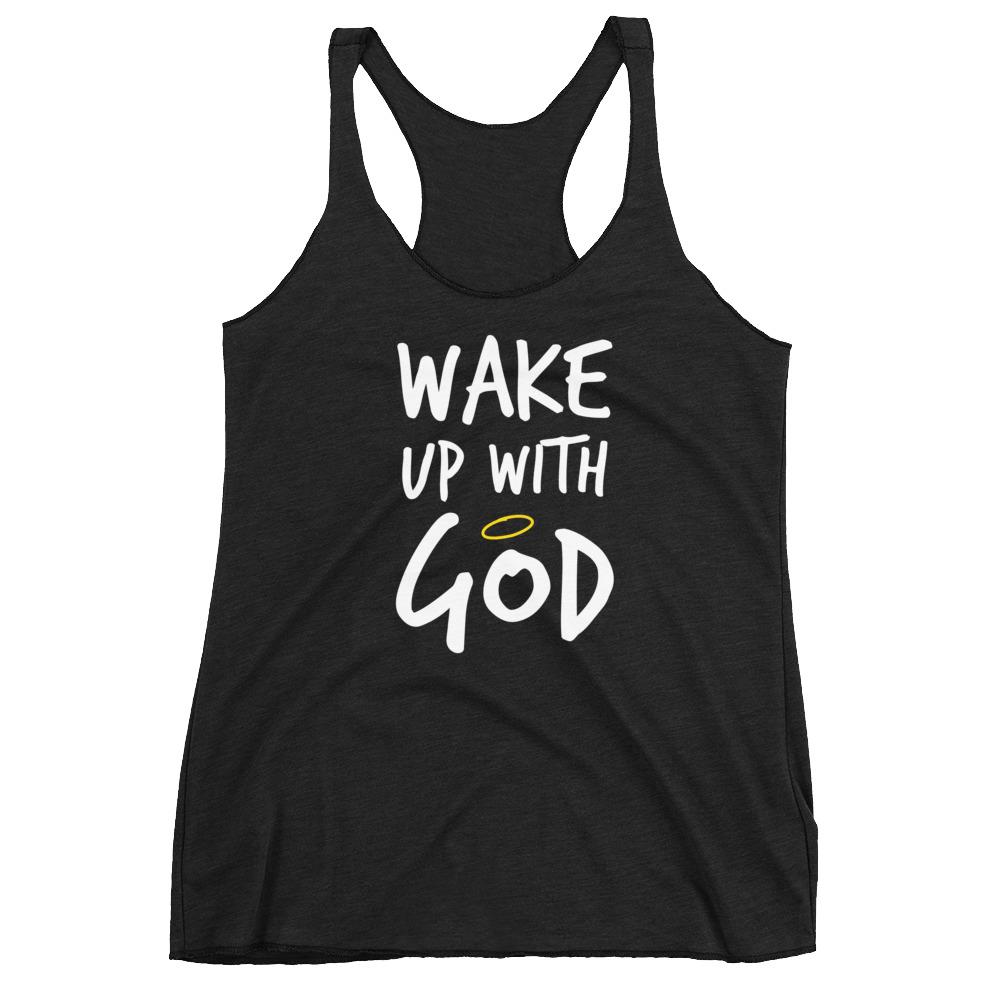 Premium Wake Up With God Racerback Tank - Make God Your First Priority tank top - Put God First Tee - Bible quotes - religion tank tops - ch EternalChristianTees Vintage Black XS 