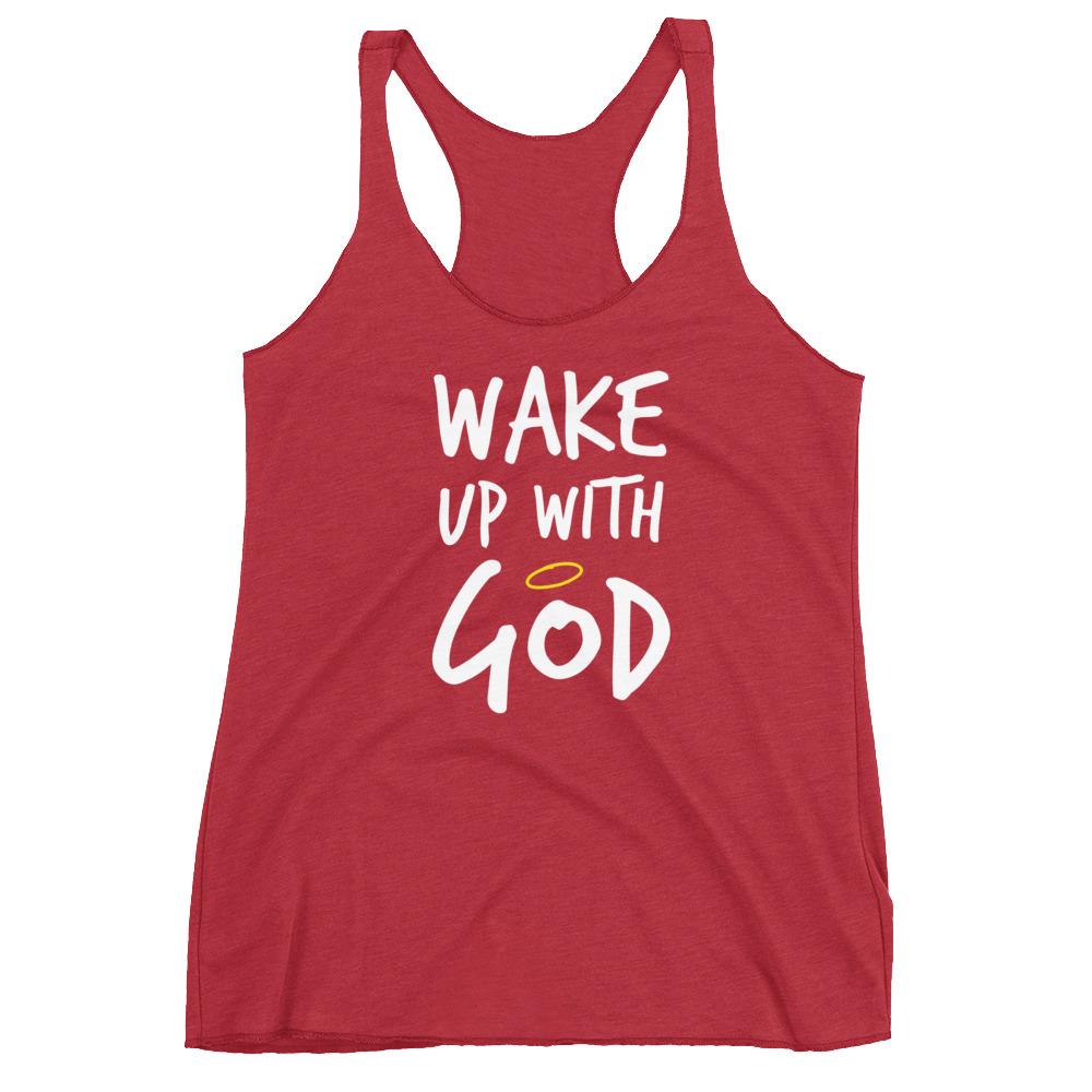 Premium Wake Up With God Racerback Tank - Make God Your First Priority tank top - Put God First Tee - Bible quotes - religion tank tops - ch EternalChristianTees Vintage Red XS 