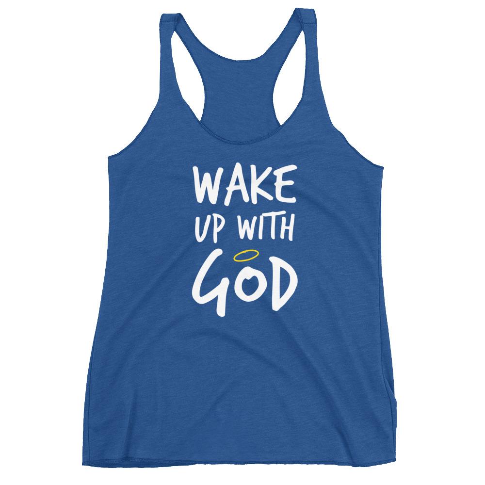 Premium Wake Up With God Racerback Tank - Make God Your First Priority tank top - Put God First Tee - Bible quotes - religion tank tops - ch EternalChristianTees Vintage Royal XS 