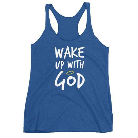 Premium Wake Up With God Racerback Tank - Make God Your First Priority tank top - Put God First Tee - Bible quotes - religion tank tops - ch EternalChristianTees Vintage Royal XS 