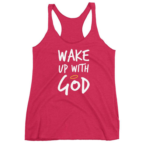 Premium Wake Up With God Racerback Tank - Make God Your First Priority tank top - Put God First Tee - Bible quotes - religion tank tops - ch EternalChristianTees Vintage Shocking Pin XS 
