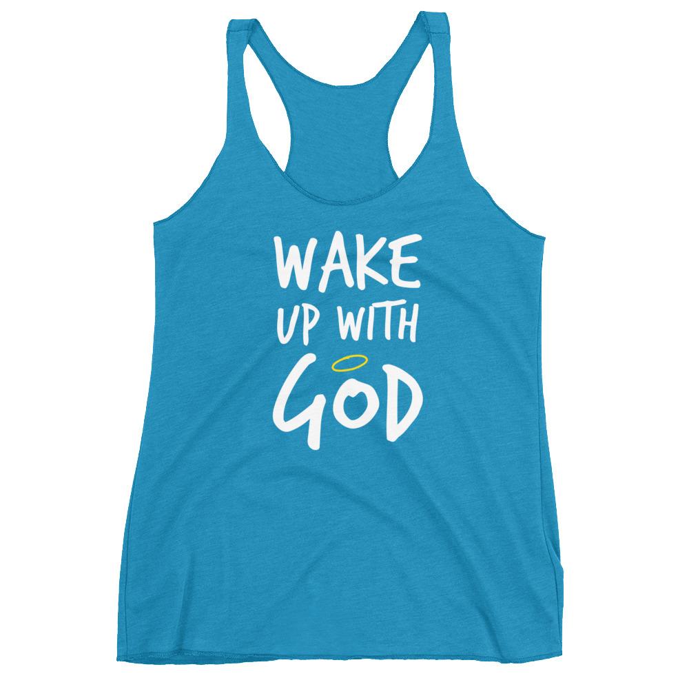 Premium Wake Up With God Racerback Tank - Make God Your First Priority tank top - Put God First Tee - Bible quotes - religion tank tops - ch EternalChristianTees Vintage Turquoise XS 
