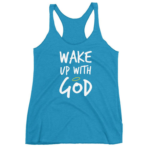 Premium Wake Up With God Racerback Tank - Make God Your First Priority tank top - Put God First Tee - Bible quotes - religion tank tops - ch EternalChristianTees Vintage Turquoise XS 