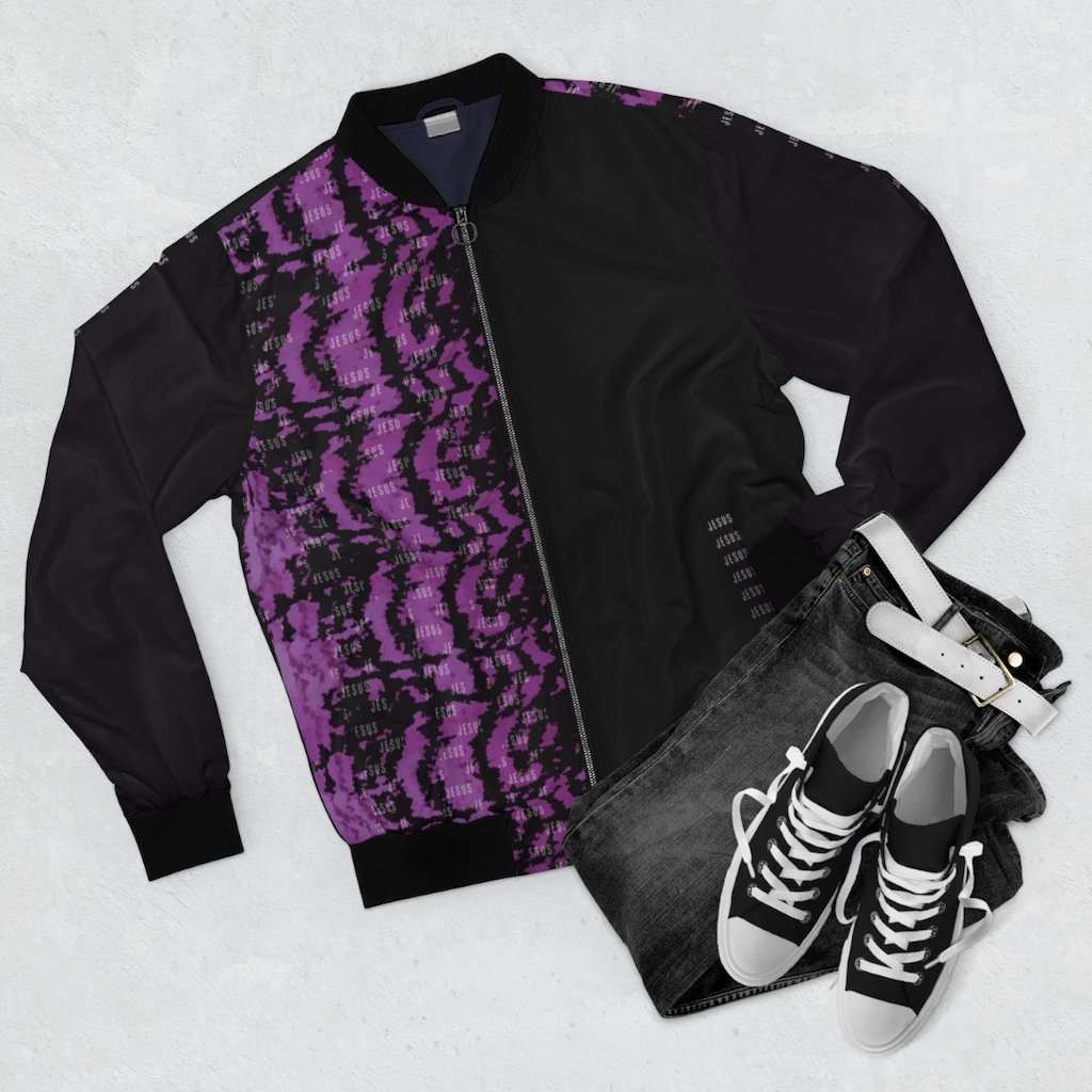 Royalty Purple - Jesus Bomber Jacket Christian Coat Windbreaker All Over Prints Printify 