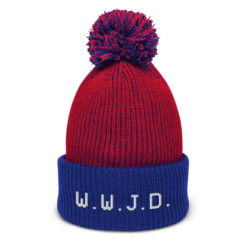 W.W.J.D. Hat WWJD Pom-Pom Beanie Winter
